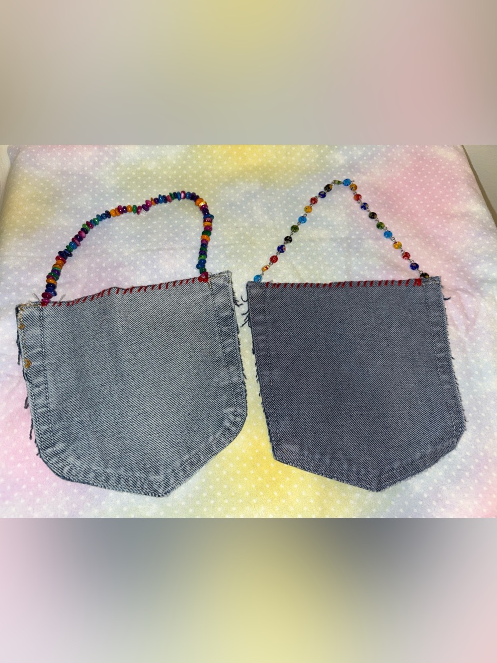 2 Upcycled Denim Pocket kids purses - Picture 2 of 6